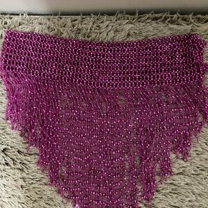 Elegant Pink Beaded Women's Scarf